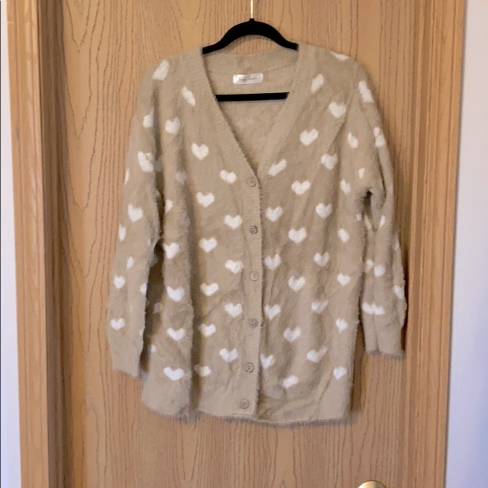 Fuzzy Heart Cardigan XL